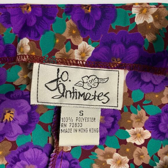 Vintage Jo Intimates Teddy Romper Purple Floral One Piece Cami Shorts Women's S - Picture 9 of 9